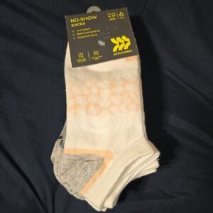 All in Motion Athletic No-Show Socks - White and Gray ( 6 Pair)